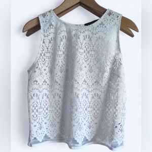 Suzy Shier Womens White Feminine Softgirl Boho Lace Sleeveless Top XS